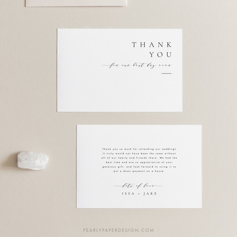 Minimalist Wedding Thank You Template Download Printable Thank You Card ...