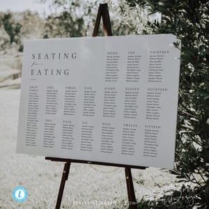 Simple Wedding seating chart template Elegant Minimalist Seating Plan Printable Seating Plan Editable Sign Templett #ISSA