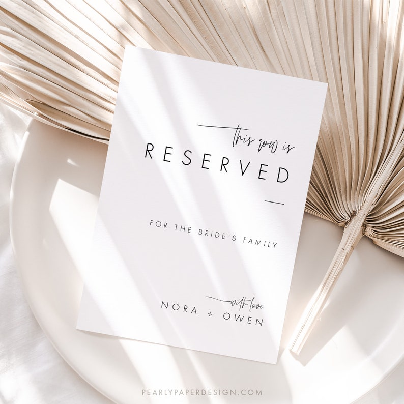 Minimalist Seating Sign Template, Reserved Seating Sign, Printable ...