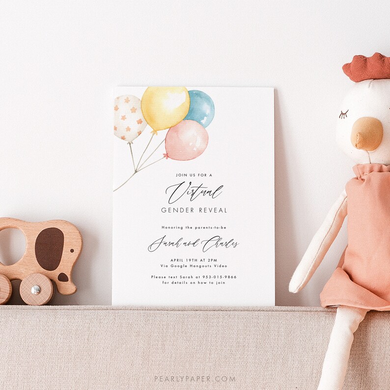 Virtual Gender Reveal Invitation Template Download Gender | Etsy