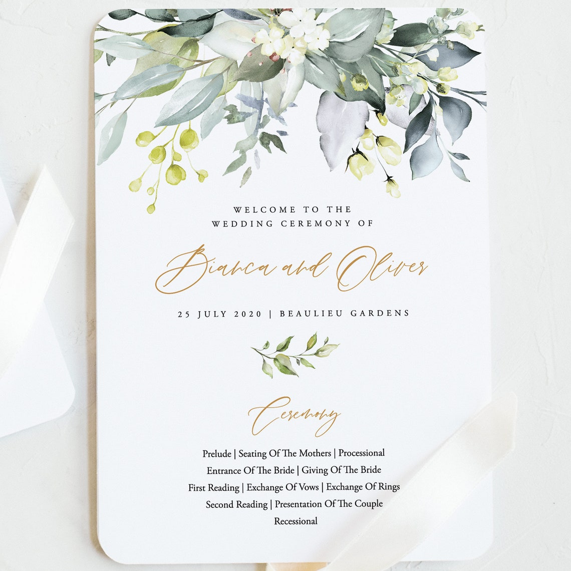 Printable Wedding Program Fan Template Wedding Ceremony Fan - Etsy