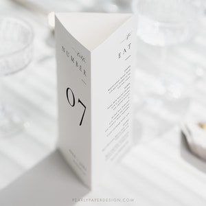 Minimalist Trifold Table Number Template, Editable Wedding Menu Template, Printable Trifold Menu, DIY table numbers, Templett #ISSA