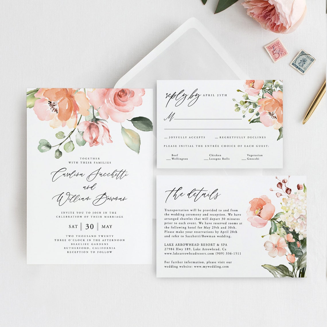 Printable Wedding Invitation Set Invitation Template Download | Etsy
