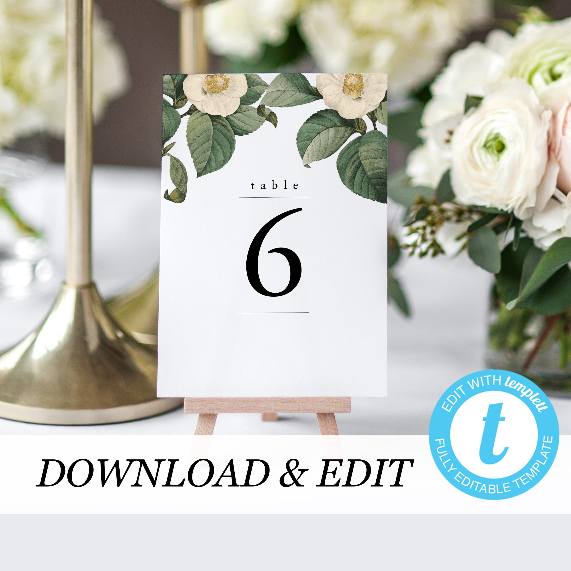 Rustic Table Numbers Template, Templett, Printable Template, Wedding ...