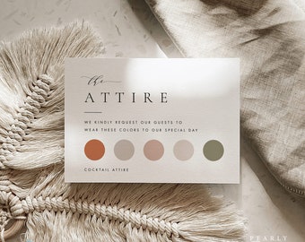 Wedding Attire Card Template Download, Guest Dress Code Insert card Templett, Wedding Guest Dress Code Card, Wedding Color Palette #ISSA