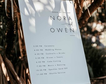 Order of Events Sign Template Download, Classic Wedding Timeline Sign, Minimalist Order of the Day Printable Order of Events #064