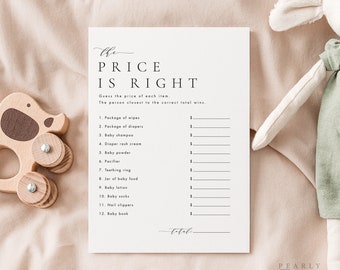 Price is Right Baby Shower game Template Printable Shower Games Templett Minimalist Baby Shower Guess the Price game #M36