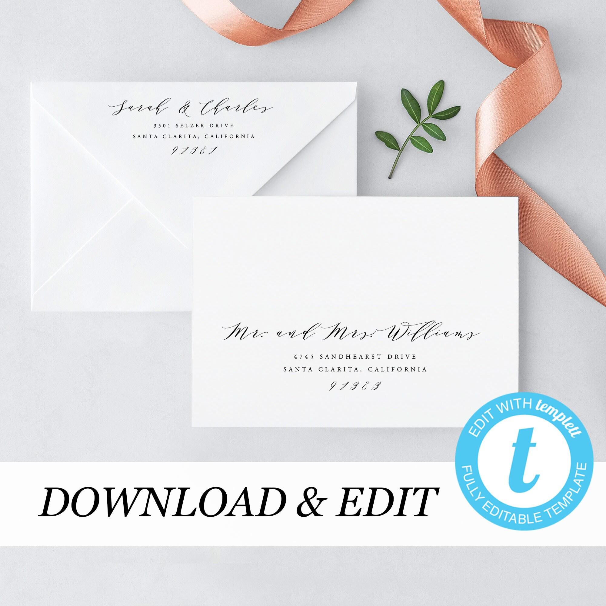 calligraphy envelope template printable wedding envelope etsy