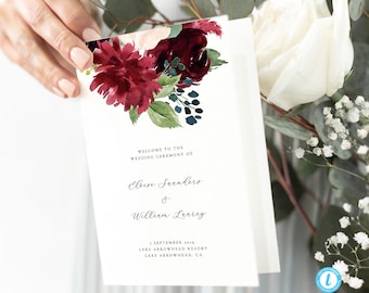 Floral wedding program Template Rustic Wedding Ceremony Program Printable Wedding Order of Service Catholic Wedding Download 12