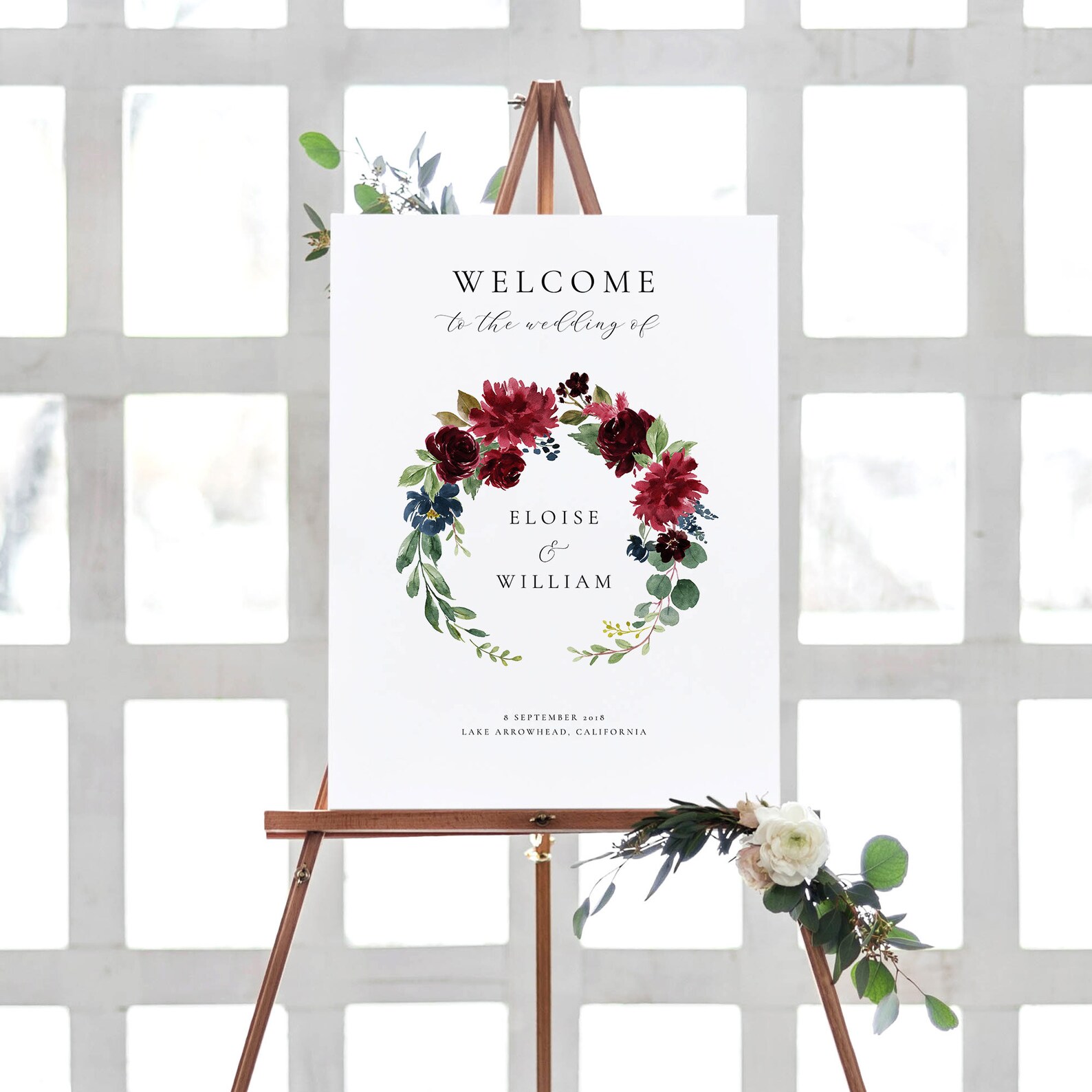 Printable Welcome Sign Editable Template Marsala Wedding Sign - Etsy