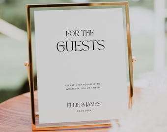 Modern Wedding Restroom Sign Template, Minimalist Sign, For the Guests Sign, Editable Bathroom Sign Printable Sign, Templett #090