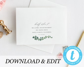Envelope Template, Printable Wedding Envelope Templett, address template, Rustic, Instant Download, DIY envelope, Editable envelope