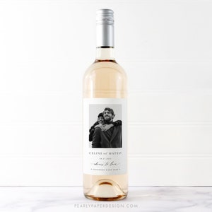 Photo Wine Bottle Label Template, Wedding wine label, Wedding Favor, Printable Wine Label, Editable Wine label Templett #CELINE image 3