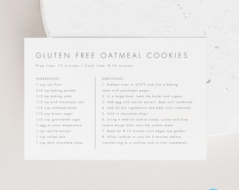 Editable Recipe Card Personalized recipe Template Download, 4x6 Printable Recipe Cards Simple Minimalist Editable Recipe Cards Templett #21