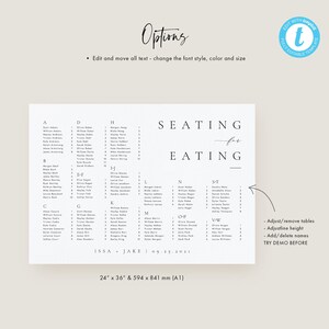 Alphabetical Seating Chart Template Download Minimalist Seating