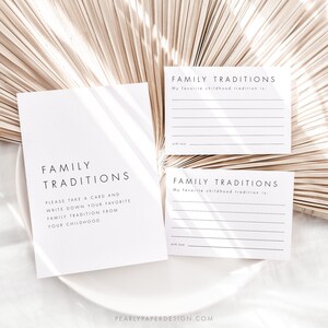 Family Traditions Sign and Card, Minimalist Baby Shower Game Template, Childhood Traditions, Editable Baby Shower Game, Templett #M21 image 3