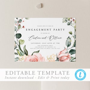 Floral Engagement party invitation template Engaged invitation engagement invitations template invitation printable template invitation 17