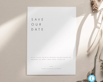 Minimalistisch Save the Date Vorlage Download benutzerdefinierte Save the Date Card Templett Printable