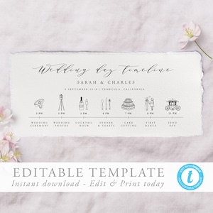 Wedding Day Timeline Template Calligraphy Order of Events Editable Wedding Itinerary Wedding schedule Wedding Timeline card 06