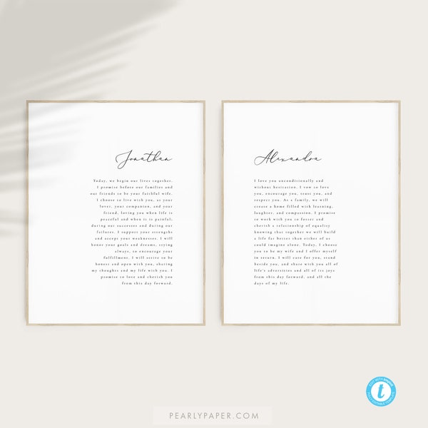 Printable Wedding Vows Template Download Simple Vows Anniversary Vows Keepsakes Wedding Vows Gift #10