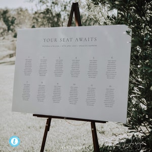 Elegant Wedding seating chart template Simple Landscape Seating Plan Printable Seating Plan Editable Sign Templett #14