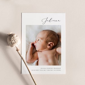 Birth Announcement Template Download Calligraphy Photo Baby Announcement Card Templett