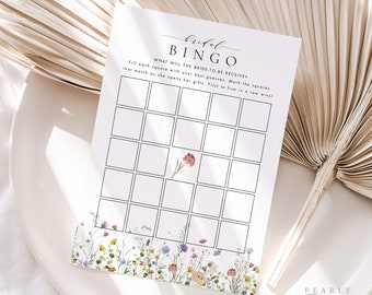 Bridal Bingo Game Template, Floral Bridal Shower Bingo, Wildflower Bridal Shower Games, Find the Guest Bingo, Boho Bridal Bingo #073