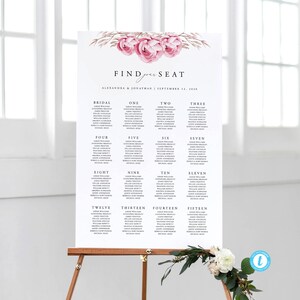 Seating Chart Template Download Wedding table Seating Poster Rustic Seating Sign Floral Seating Sign Seating Chart Wedding 05