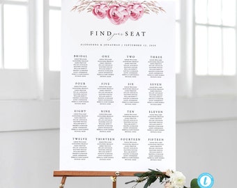 座席表テンプレートのダウンロード 結婚式のテーブル 座席ポスター 素朴な座席サイン 花柄の座席サイン 座席表 結婚式 05