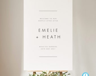 Minimalist wedding signs Wedding welcome sign Template Download Modern Wedding Sign Printable welcome poster Editable Welcome Sign #32