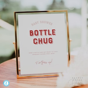 Bottle Chug Game Sign Template, Printable Baby Game Sign, Baby Shower Drink Game, Baby Shower Game Download, Templett #065