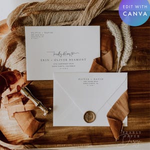 Wedding Envelope Addressing Template for Canva, A7 Envelope Address Template, Minimalist Wedding Envelopes 7.25x5.25 #OD01