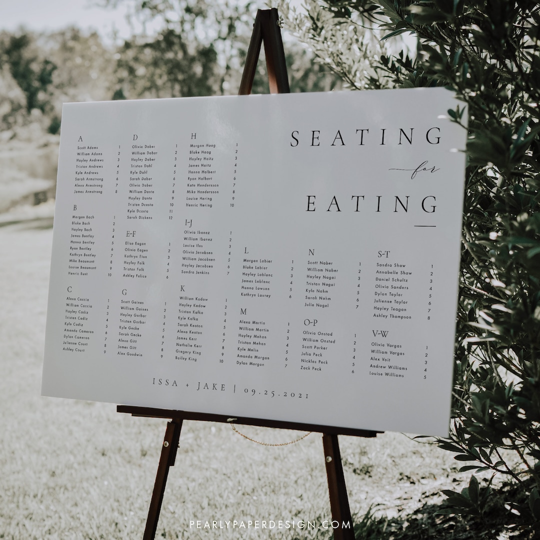 Seating Chart Write In Editable Alphabetical Seating Chart Template, Minimalist Seating Chart ...
