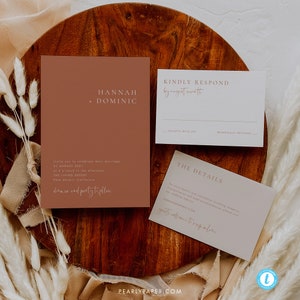 Terracotta Wedding Invitation Template Digital Download Rust Wedding Invite Set Templett Burnt Orange Desert Wedding #44