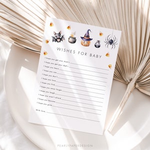 Halloween Baby Shower Wishes for Baby Game Template, Pumpkin Baby Shower Games, Printable Wishes Game, Fall Baby Games Baby Wishes #084