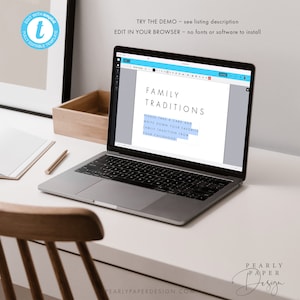 Family Traditions Sign and Card, Minimalist Baby Shower Game Template, Childhood Traditions, Editable Baby Shower Game, Templett #M21 image 7