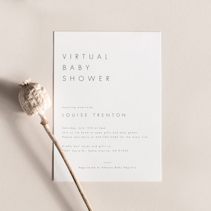 Virtual Baby Shower Invitation Template Download, Minimalist Baby Shower Invite Printable  Baby Shower Invite M21