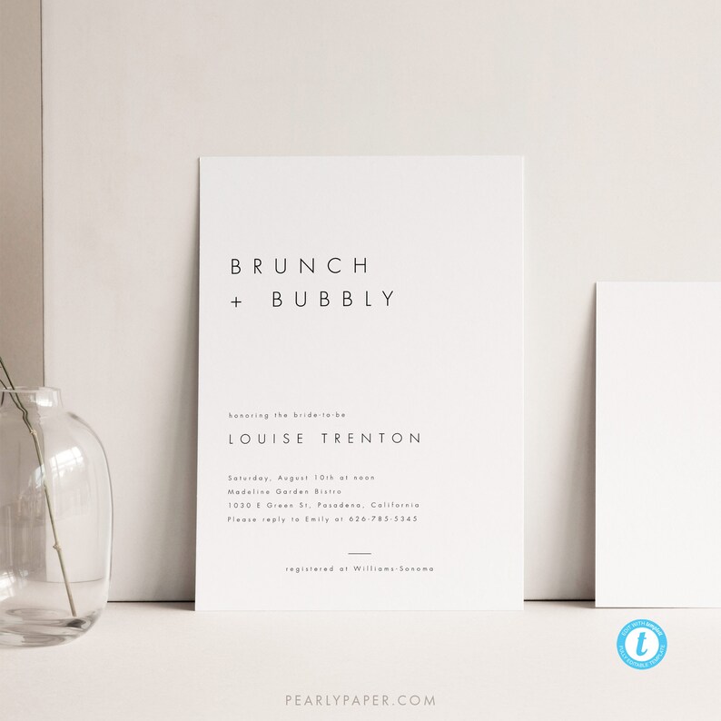 Printable Brunch and Bubbly Bridal Shower Invitation Template Printable Bridal Shower Invite Editable Bridal Shower invitation 21 image 1
