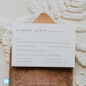 Scheda RSVP minimalista Semplice e moderna carta di risposta per matrimonio Risposta al matrimonio Modello RSVP per matrimonio Inserto per matrimonio Modello modificabile 21