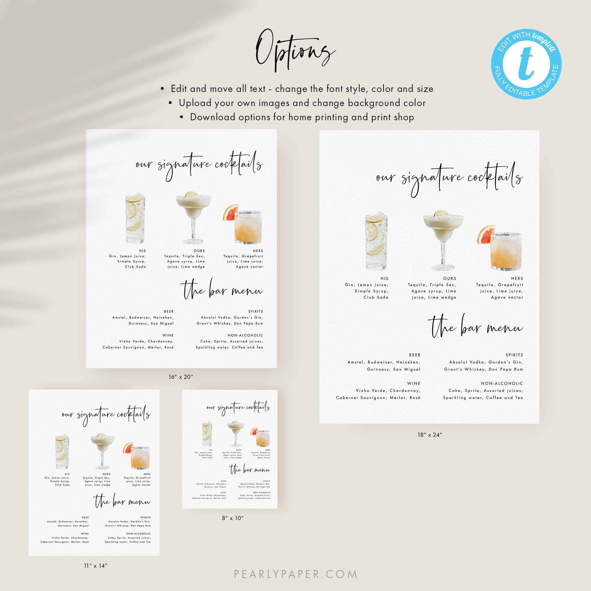 Signature drinks sign Editable template Cocktail menu printable Wedding fuchsia Bar menu Digital DIY Download #swc15