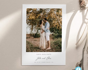 Modèle photo imprimable « Save the Date », Invitation modifiable, simple et moderne, réservez notre date d'invitation Calligraphie manuscrite Templett #31