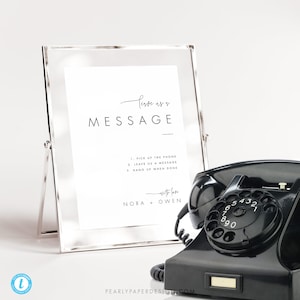 Audio Guestbook Sign Template, Phone Message Guest book Sign, Modern Minimalist Wedding Sign, Leave A Message Sign, Templett #064