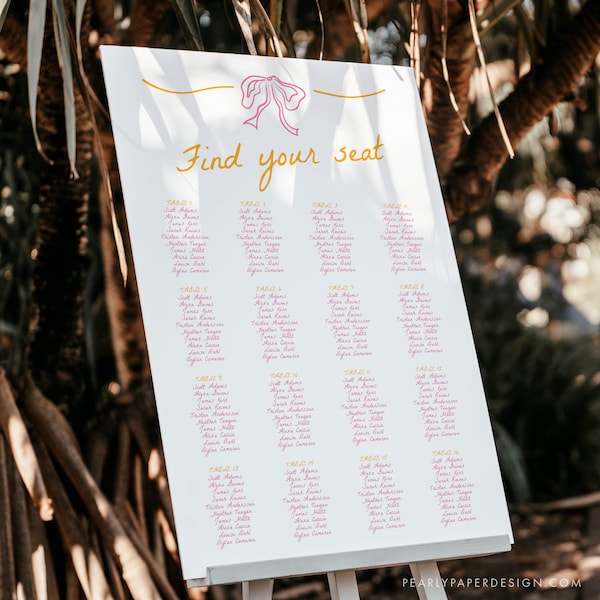 Whimsical Wedding Seating Chart Template, Doodle Seating Plan, Printable Seating Plan, Editable Sign Templett #074