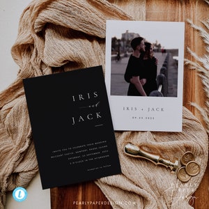 Black and White Elegant Wedding Invitation Template Download Printable Wedding Invite Simple Modern Wedding Invitation Templett #B48
