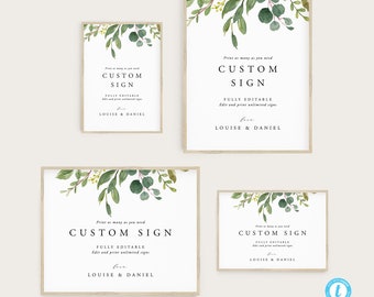 Custom Sign Template Download Greenery Wedding Sign Printable Sign Editable Sign Templett 15