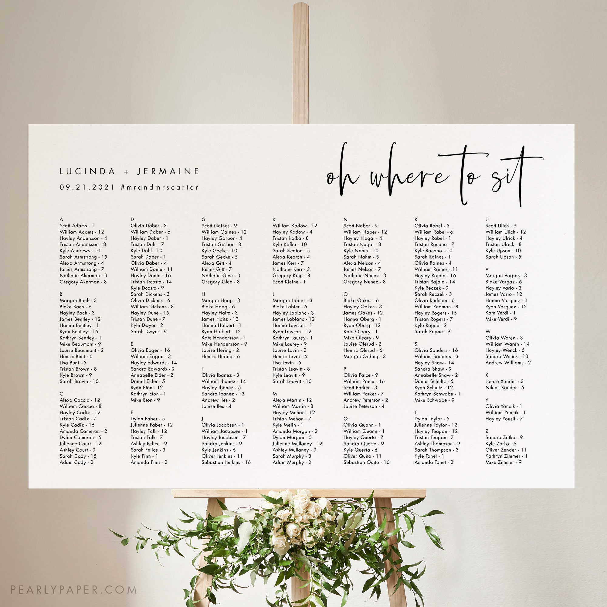 Seating Letters Alphabetical Seating Chart Template Download Minimalist Seating ...