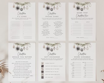 Christmas Game Bundle Template Downlaod, Christmas Party Games, Printable Printable Christmas Games, Christmas Trivia, Templett #069