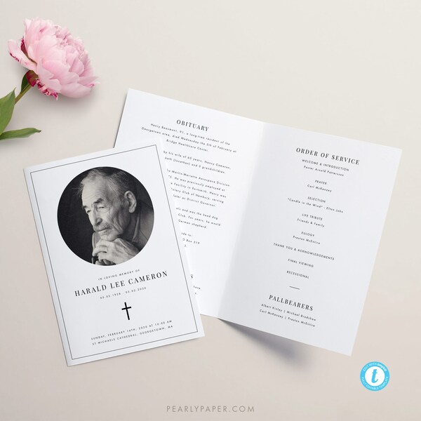 Funeral program template Download Frame Cross Foldable Funeral Template Memorial Program Templett