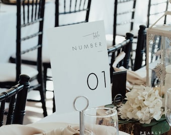 Editable Table numbers Template, Minimalist Wedding table cards Printable Table cards Modern table numbers Templett #064