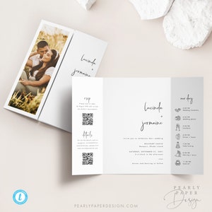 Gatefold Wedding Invitation Template Download Printable Wedding Invite QR Code Wedding Invitation Set Templett editable Wedding #43